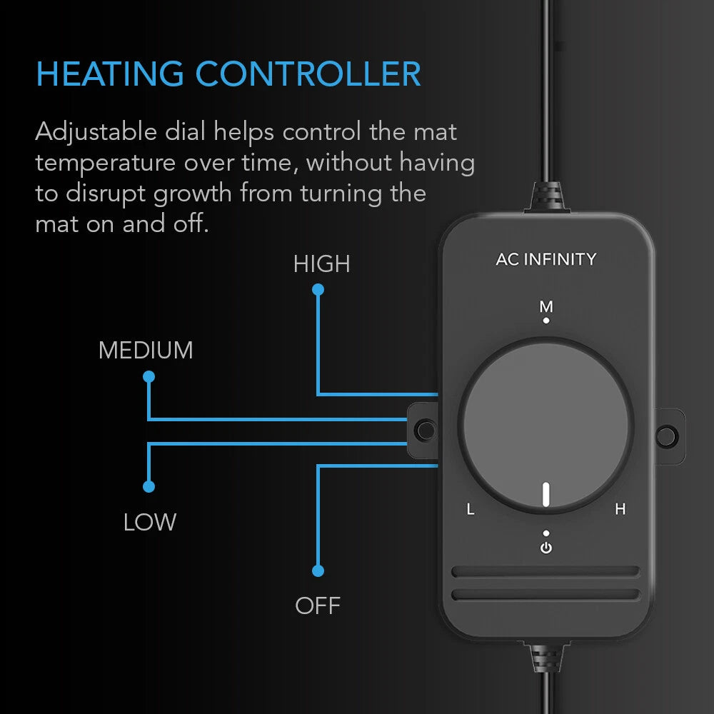 Suncore S3 seedling heat mat heating controller with adjustable dial on a dark background