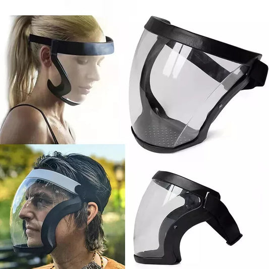 anti-fog face shield worn on woman & man's face