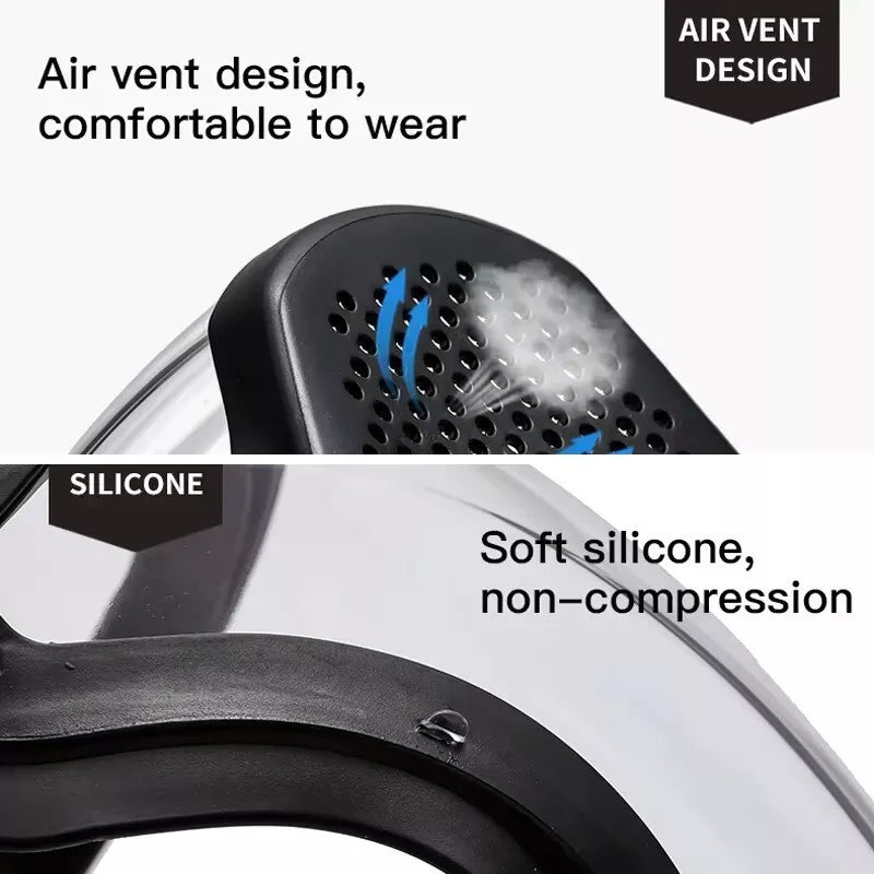 air vent design, comfortable to wear anti fog face mask, soft silicone, non compressive