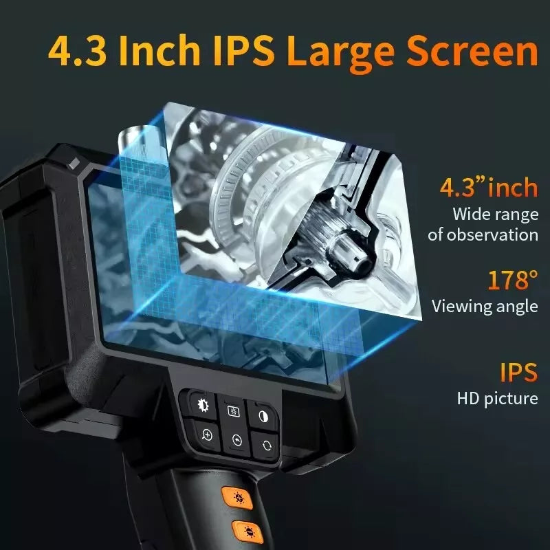 Handheld industrial borescope with 4.3-inch IPS HD screen and 178-degree viewing angle