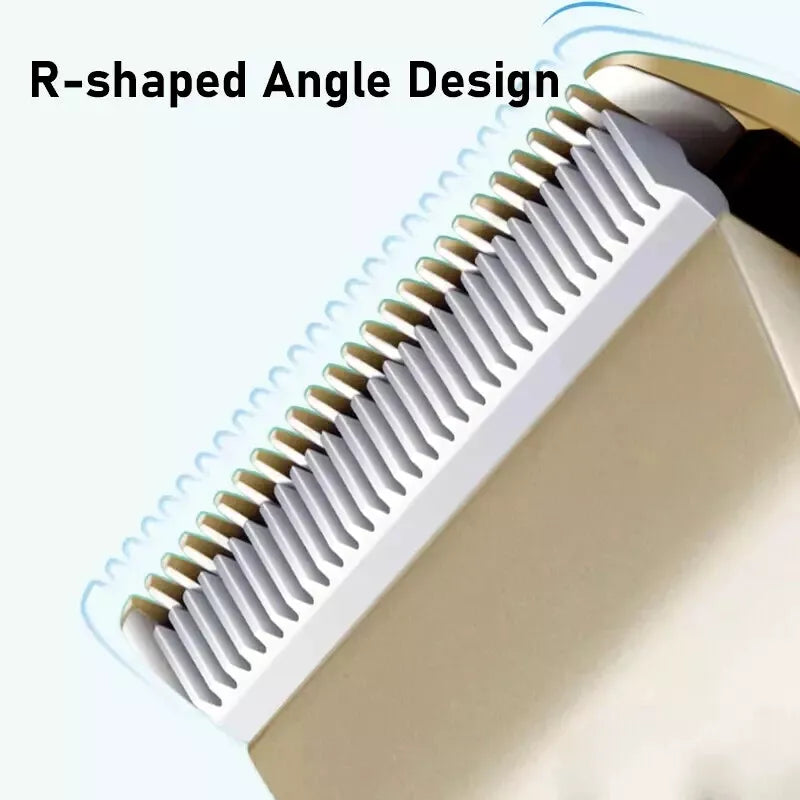 Hairbrush with R-shaped angle design on a white background