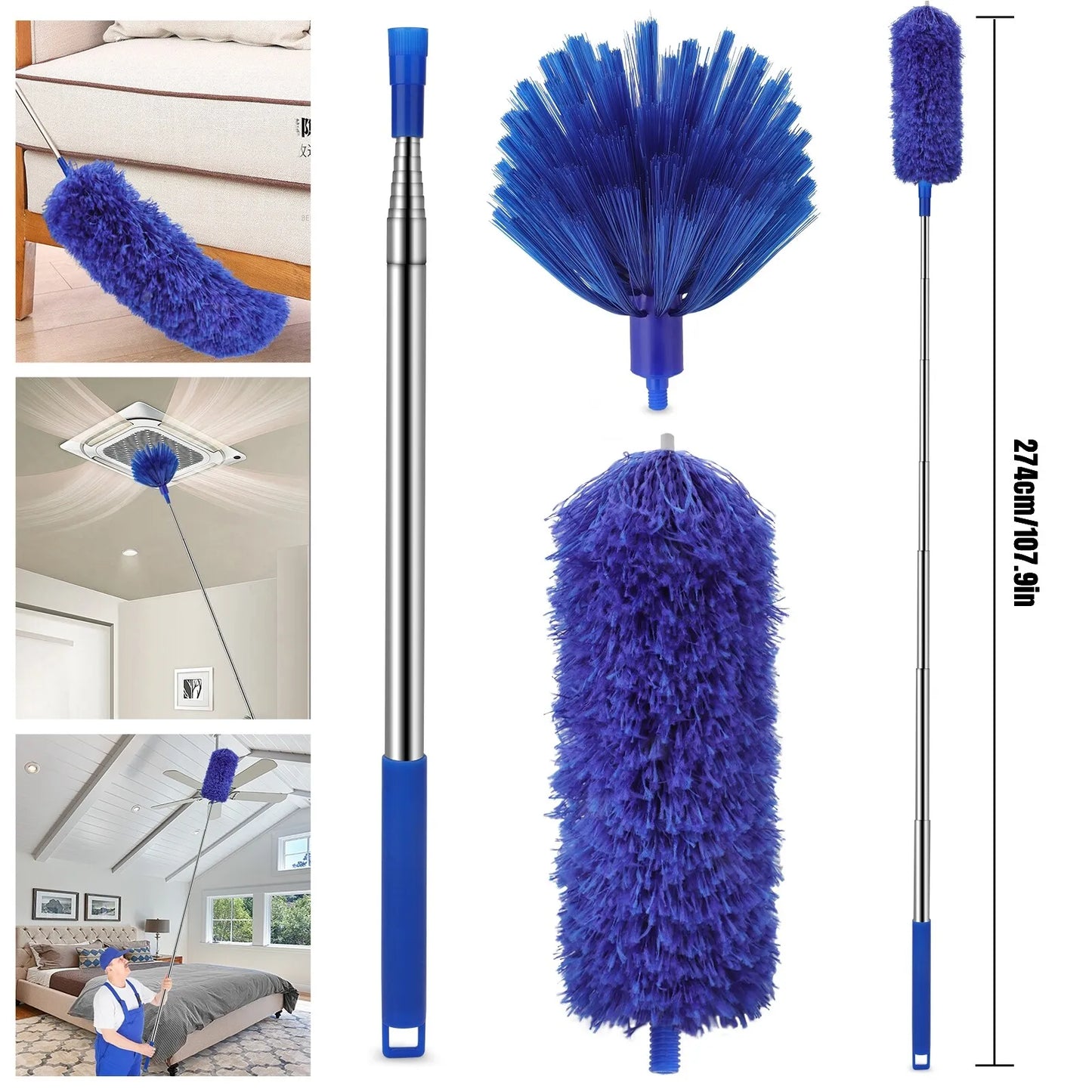 microfiber and cobweb duster extended length size reference