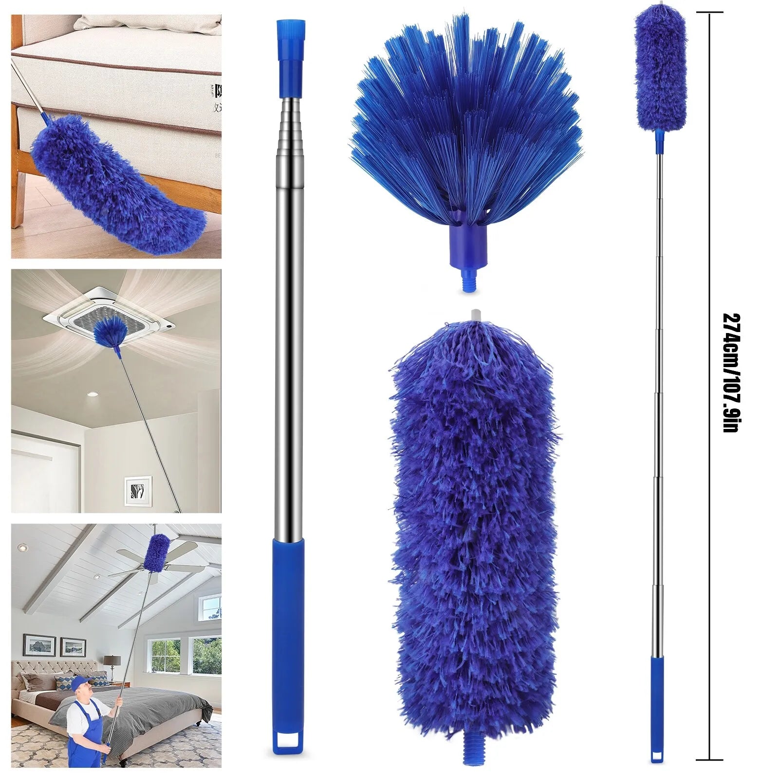 microfiber and cobweb duster extended length size reference