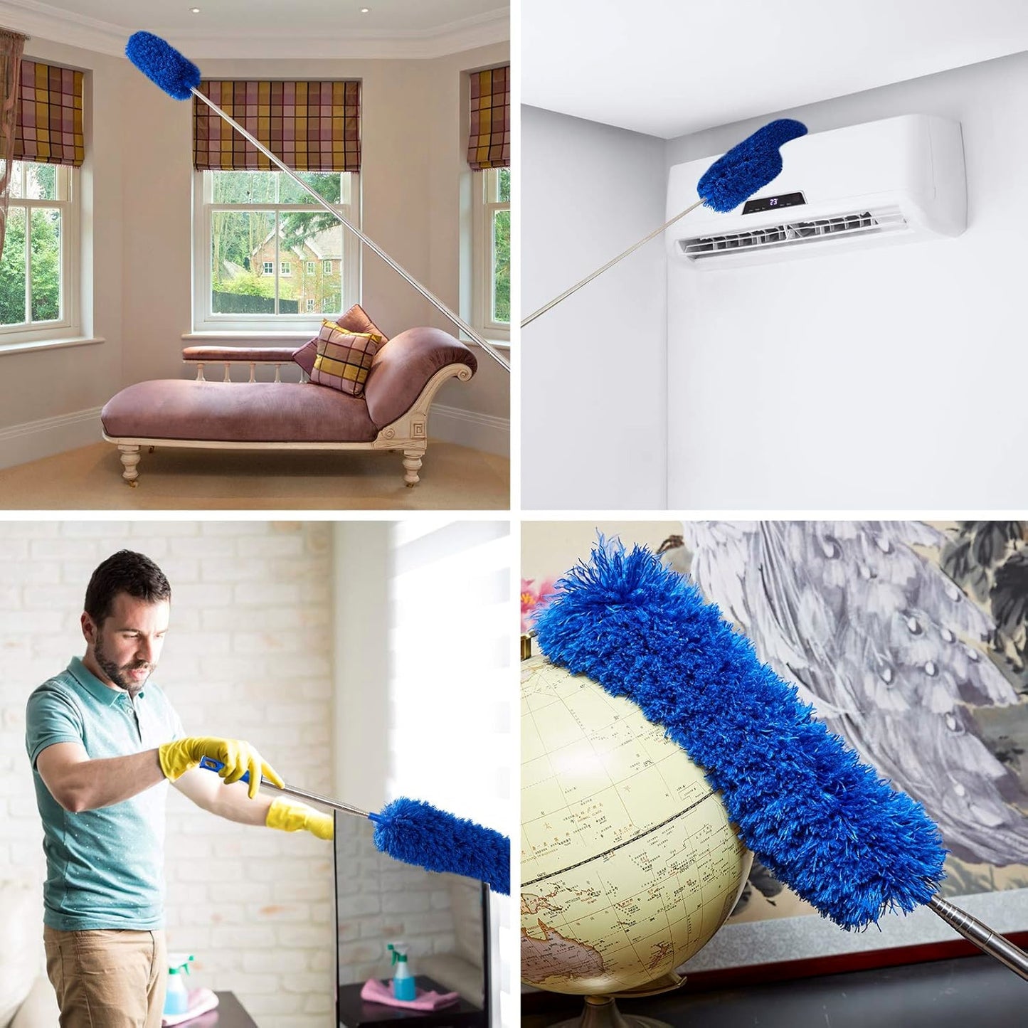 microfiber duster being used to easily clean different places in the home