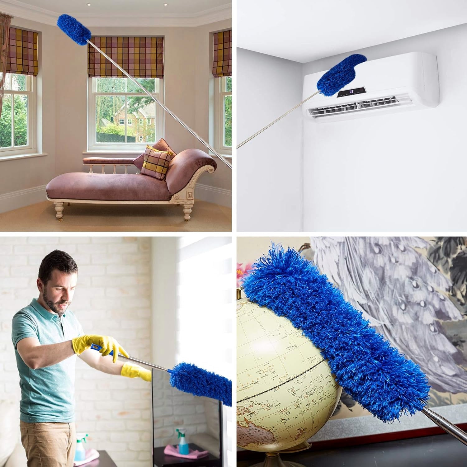 microfiber duster being used to easily clean different places in the home