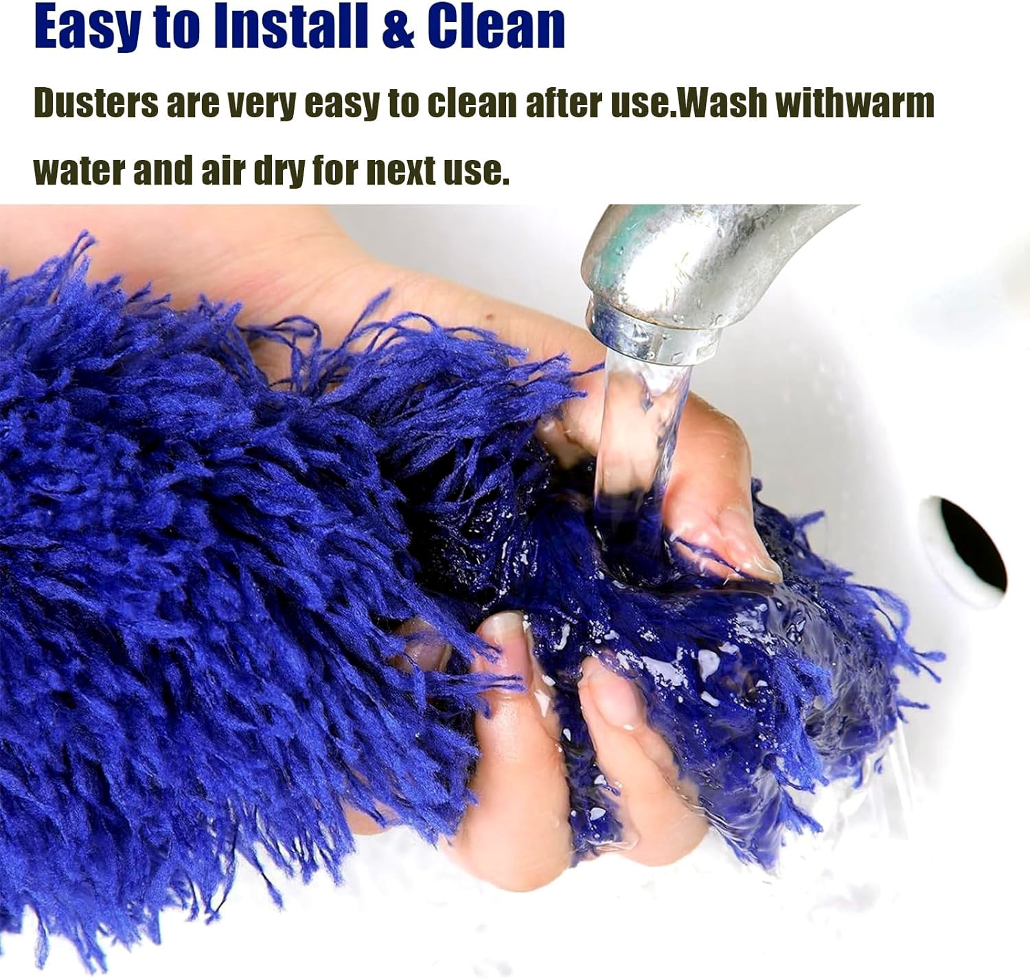 Microfiber cobweb duster easy to clean, rinse, and air dry