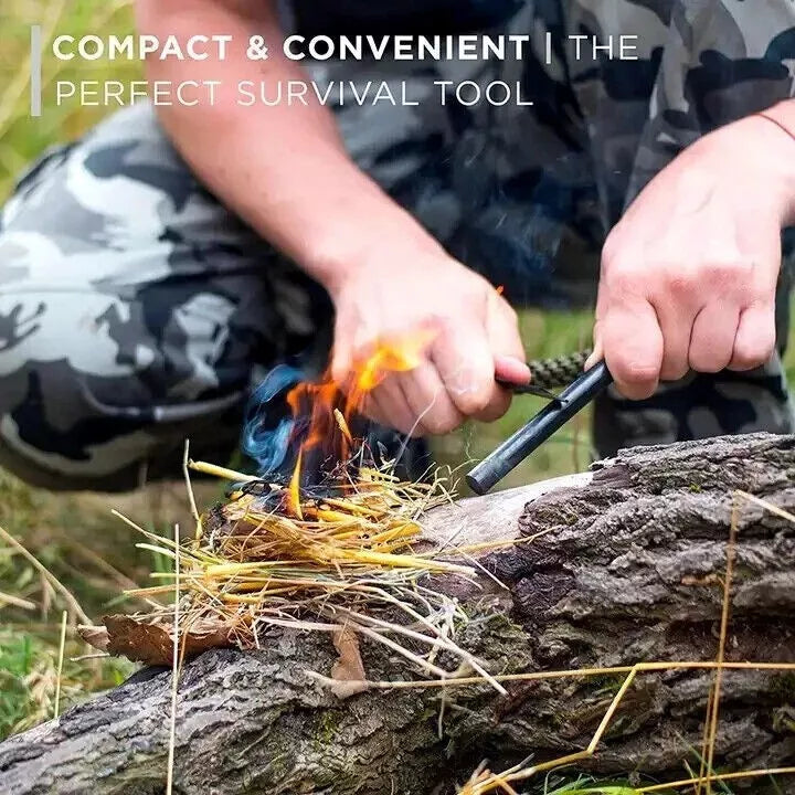 compact & convenient military grade ferro rod makes for the perfect survival tool