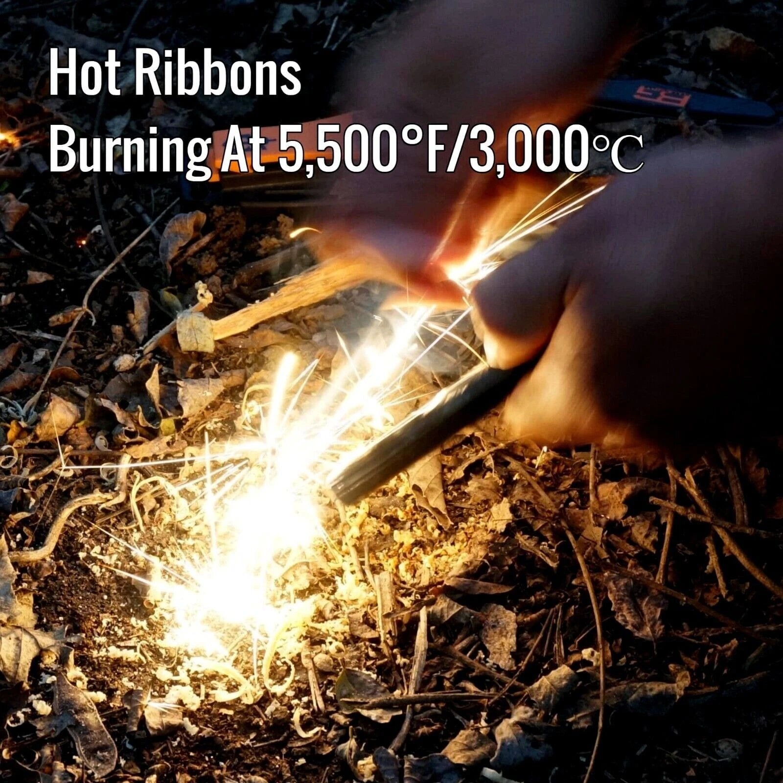 military grade ferro rod produces Hot ribbons of sparks up to 5500 degrees.