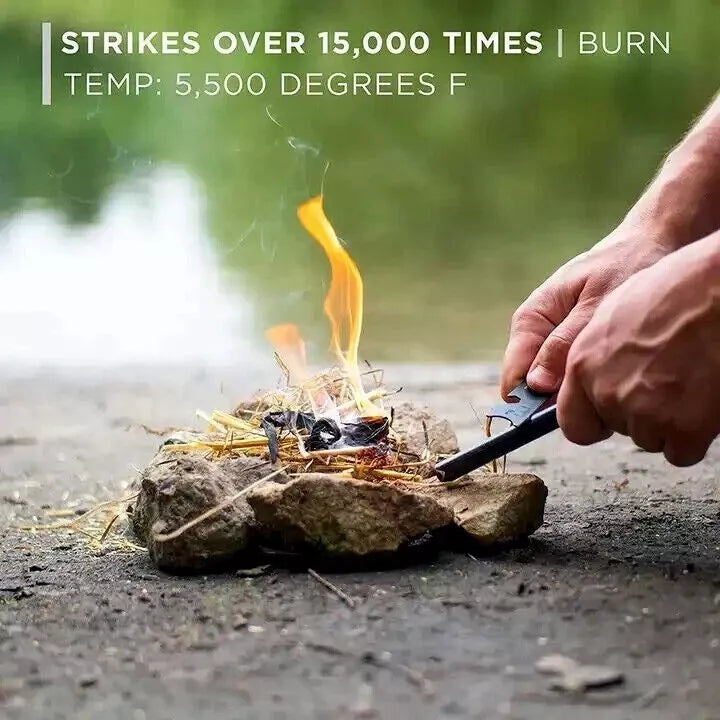 military grade huge ferro rod strikes over 15,000 times at 5500 degrees F