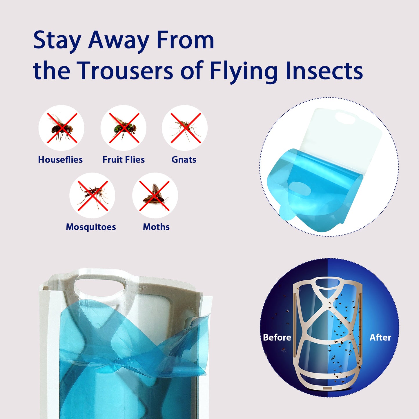 removes houseflies, fruit flies, gnats, mosquitoes, & moths