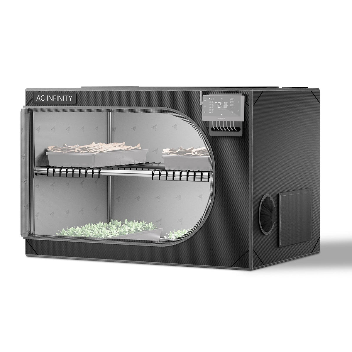 Black CLOUDLAB Advance propagation grow tent with transparent front panel on a white background