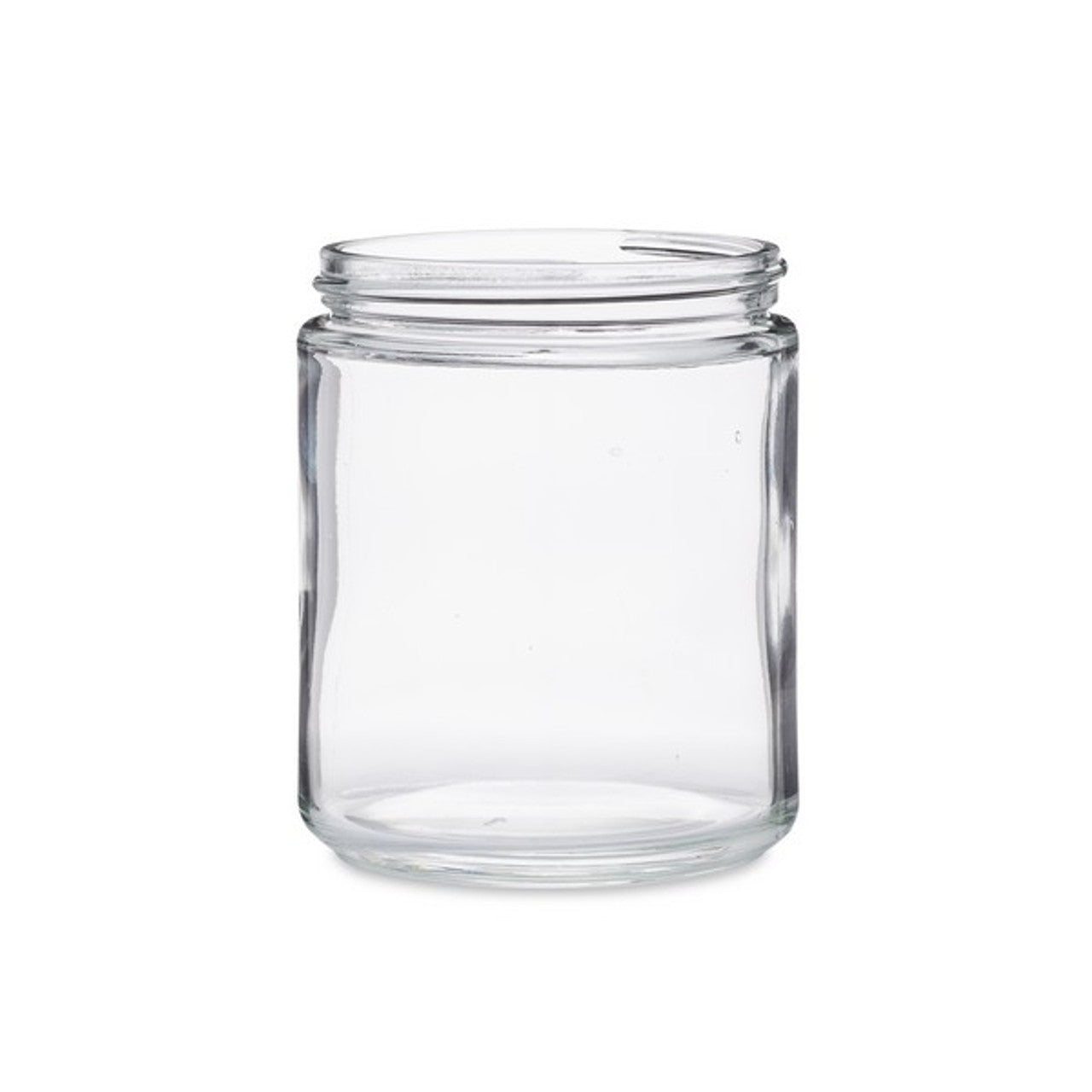 Clear glass jar on a white background