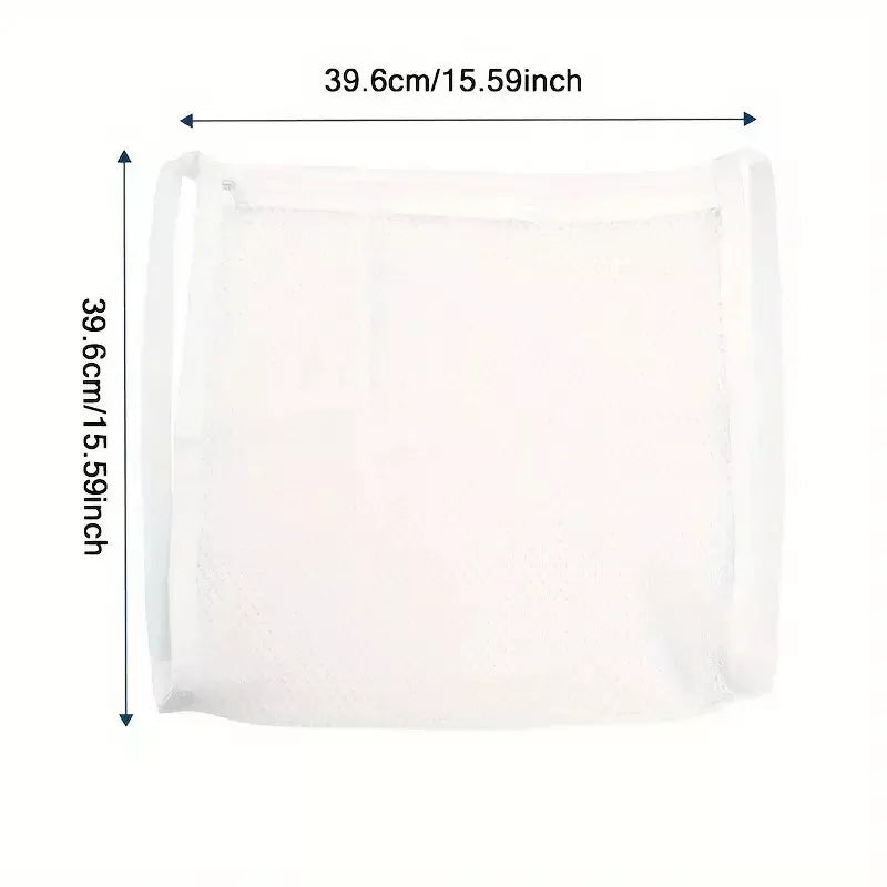 Large laundry mesh shoe bag showing its size and capacity for sneakers and delicates