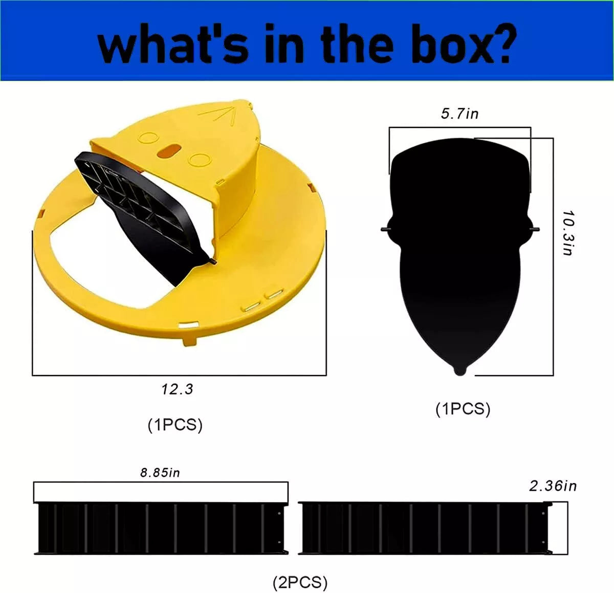 flip & slide bucket lid trap, what's in the box
