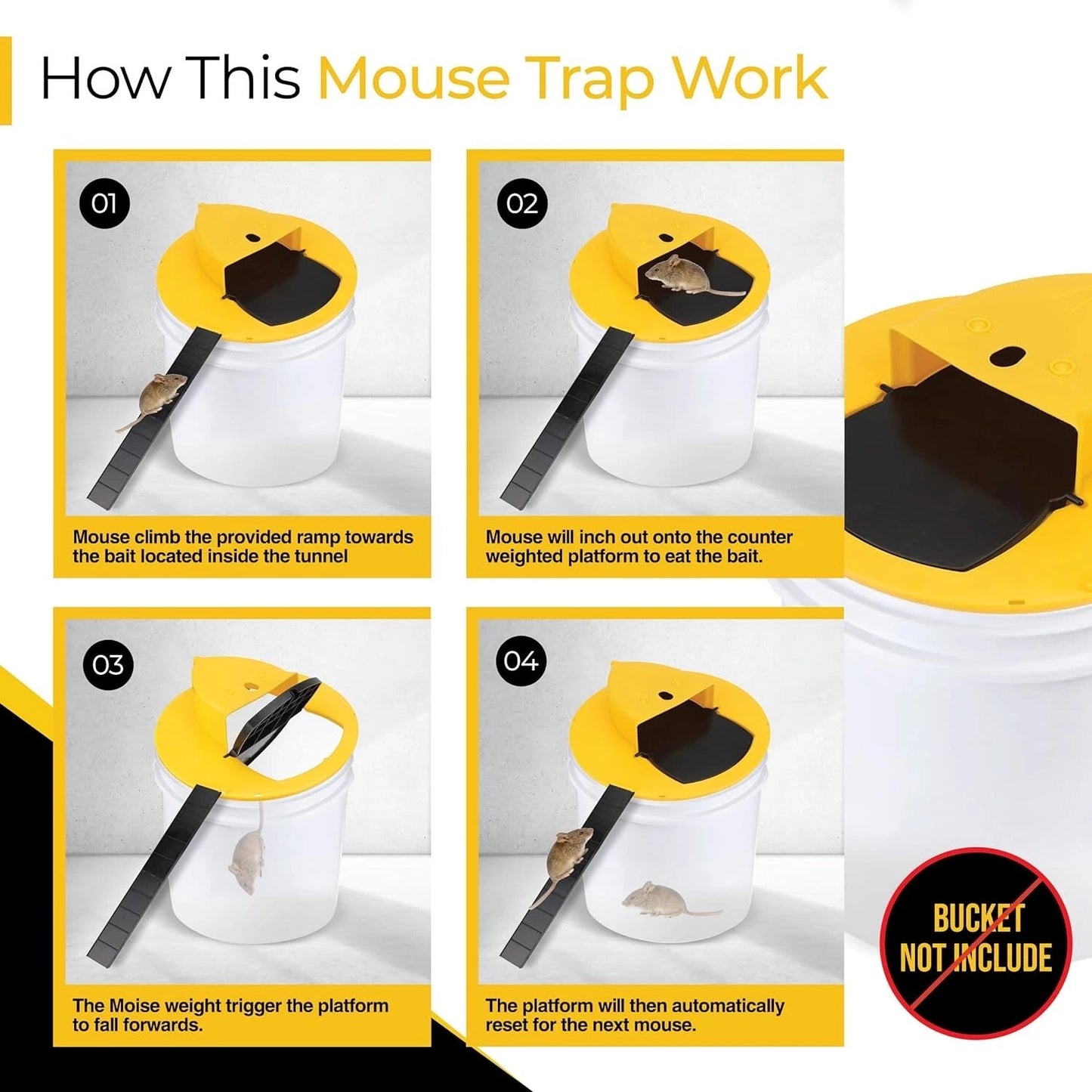 flip & slide bucket lid trap how this trap works instruction steps