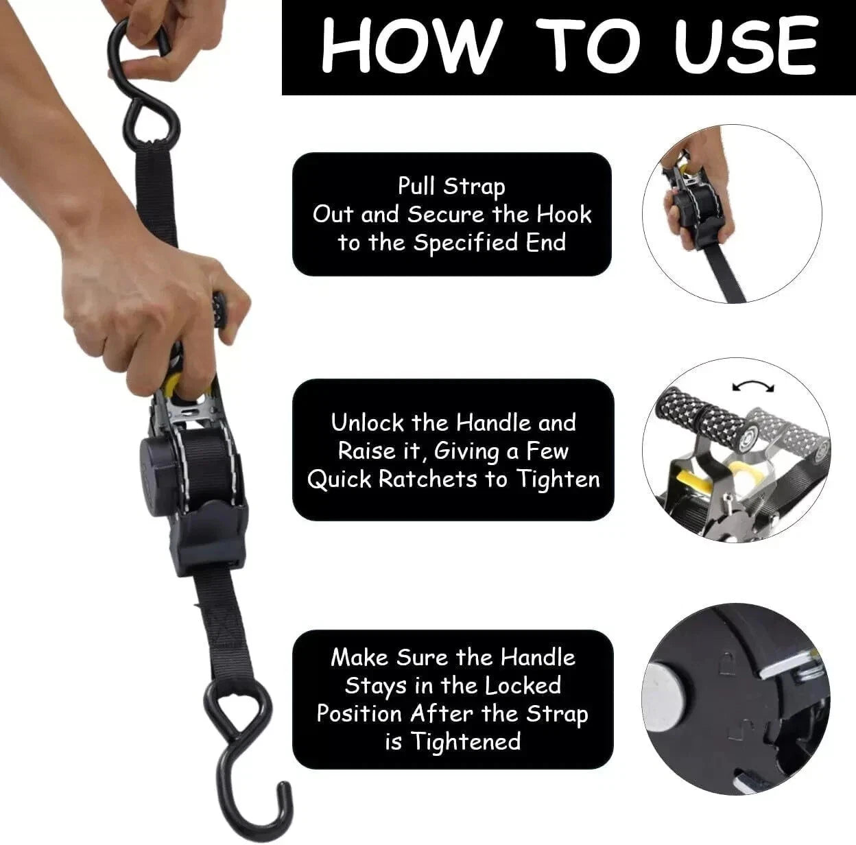 Instructions on how to use a strap with text and diagrams.