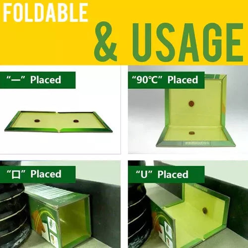 Foldable product demonstrated in various usage scenarios with text labels.