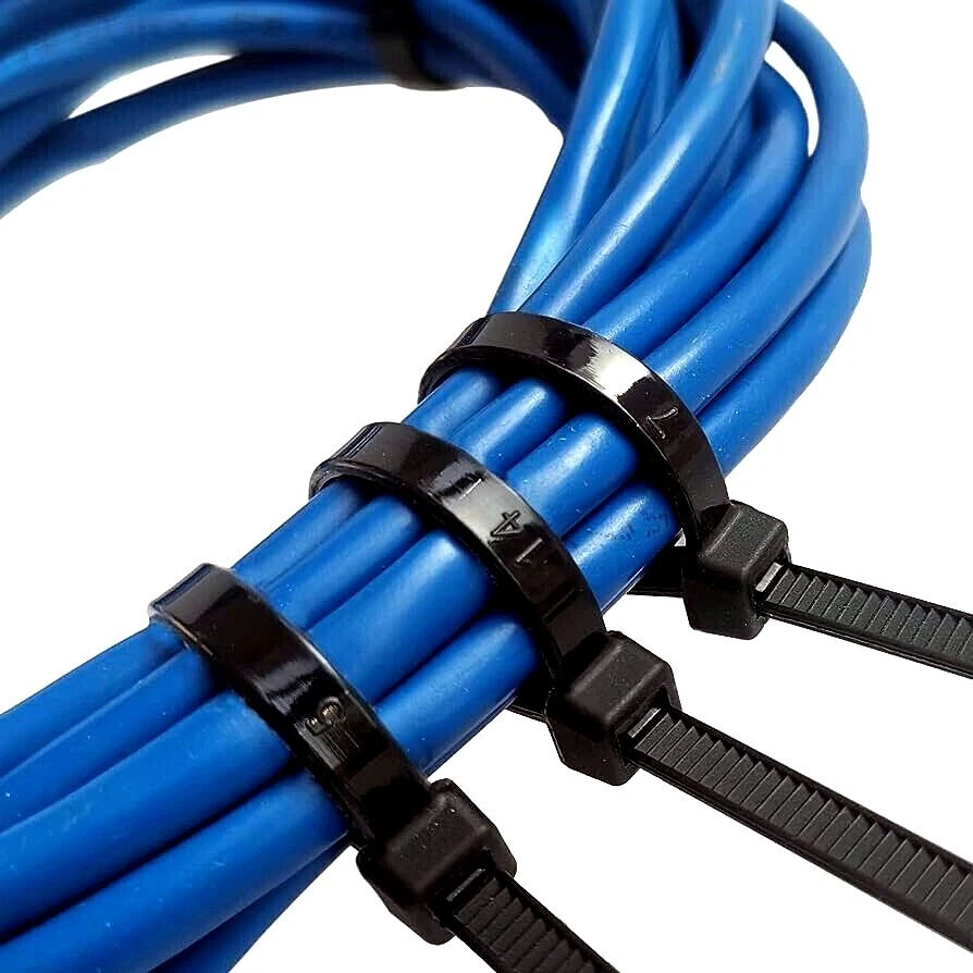 heavy duty 36 inch black nylon zip ties securing a bundle of cables