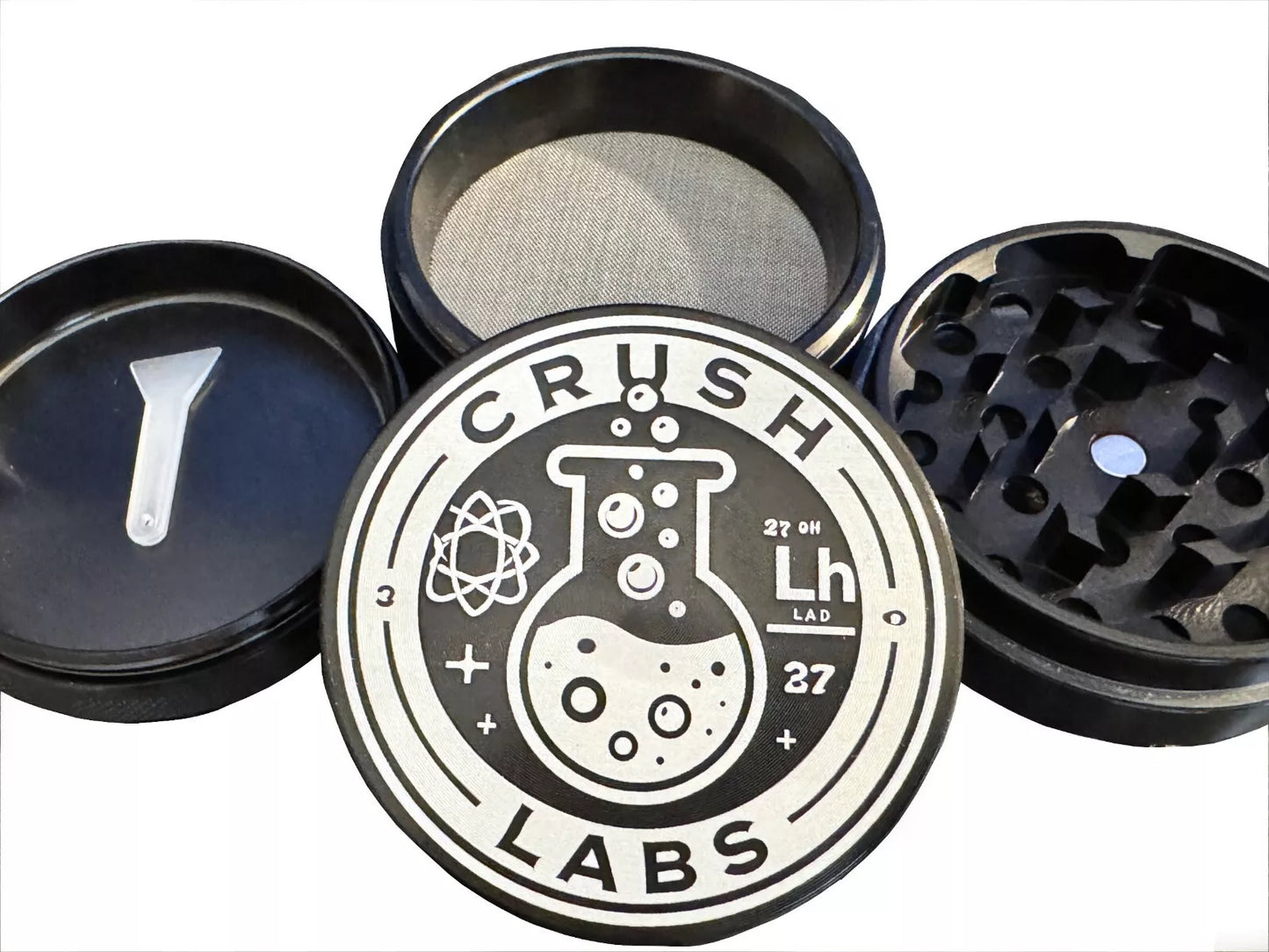 Crush Labs 4 piece black aluminum herb & spice grinder