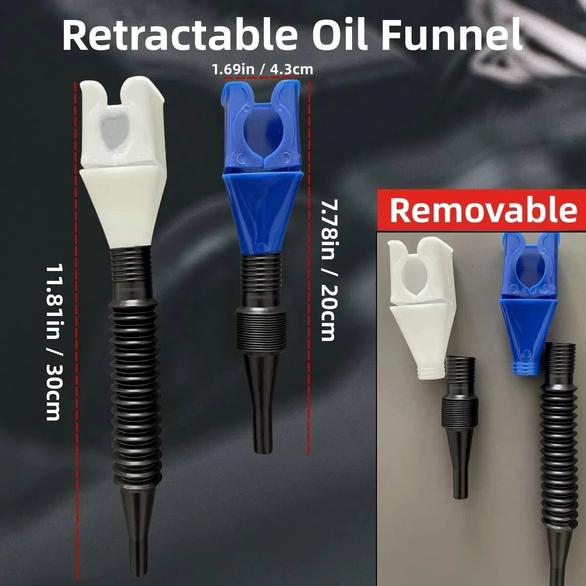 retractable and removable snap funnels