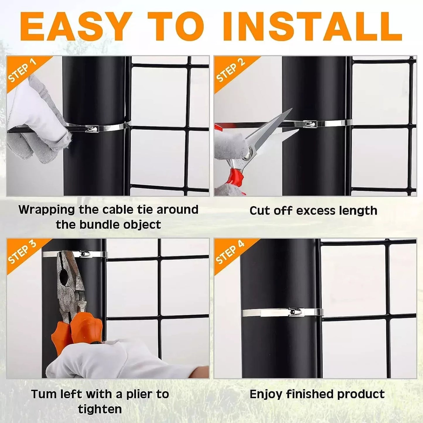 easy to install stainless steel zip tie instruction steps 