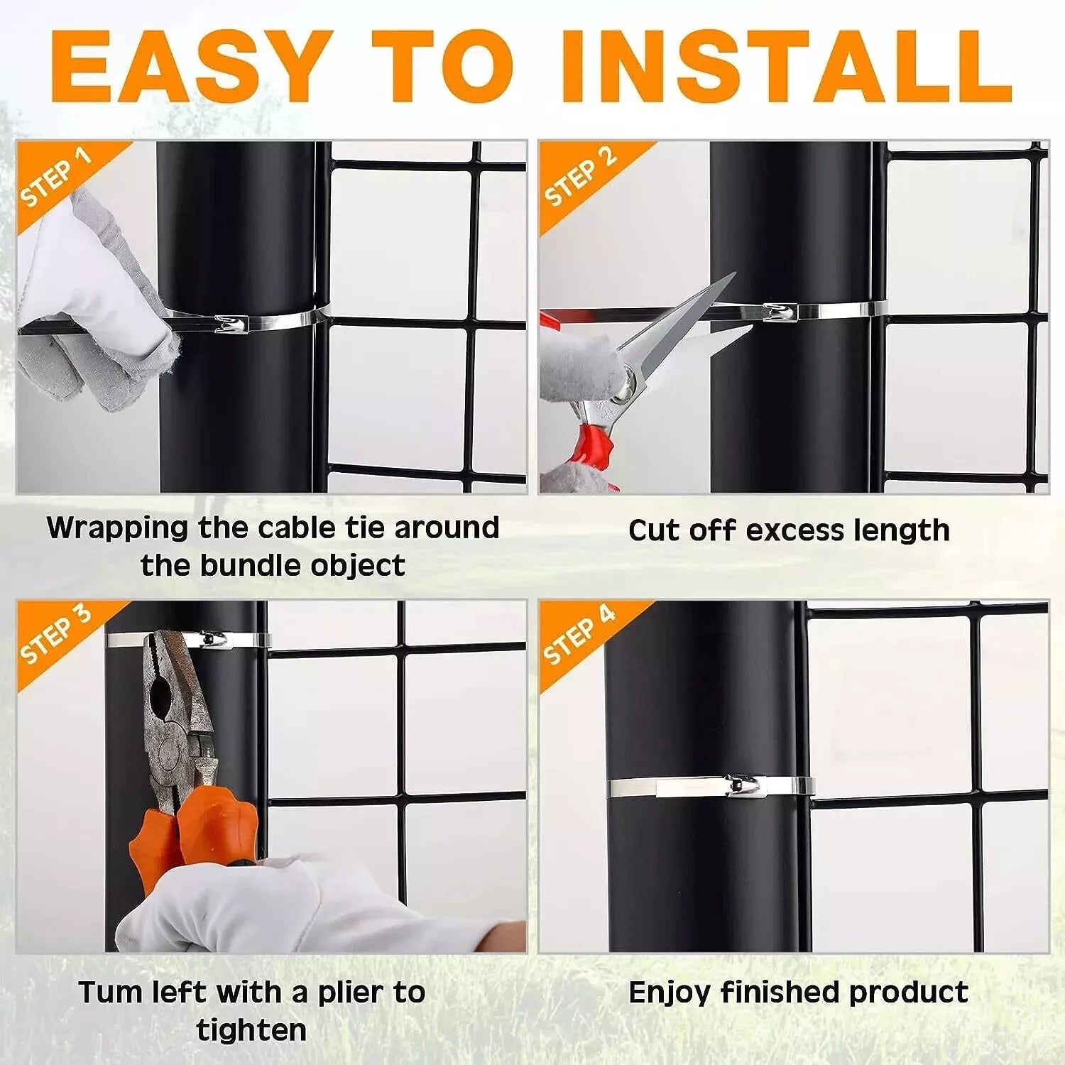 easy to install stainless steel zip tie instruction steps 