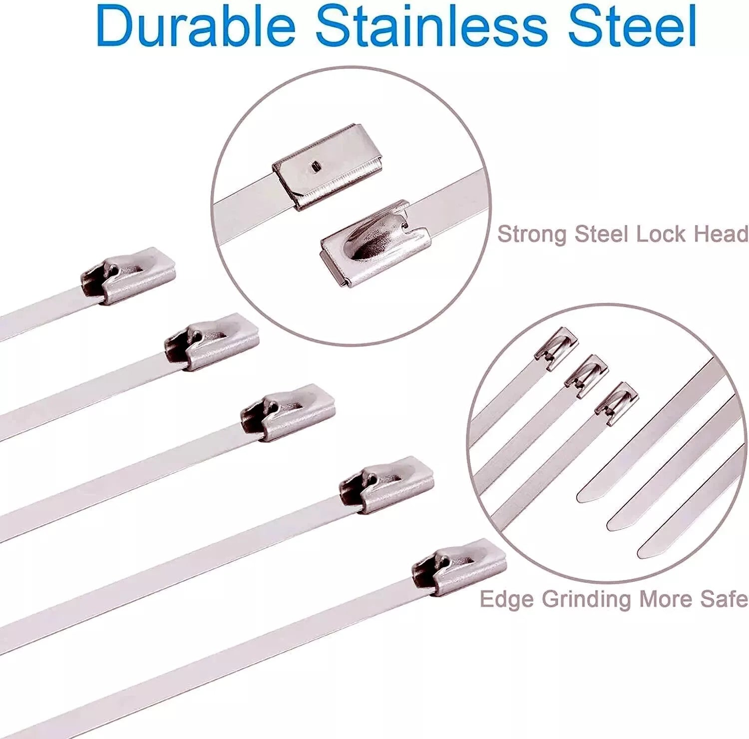 image showing 304 stainless steel strong lock head & safer rounded edge tips