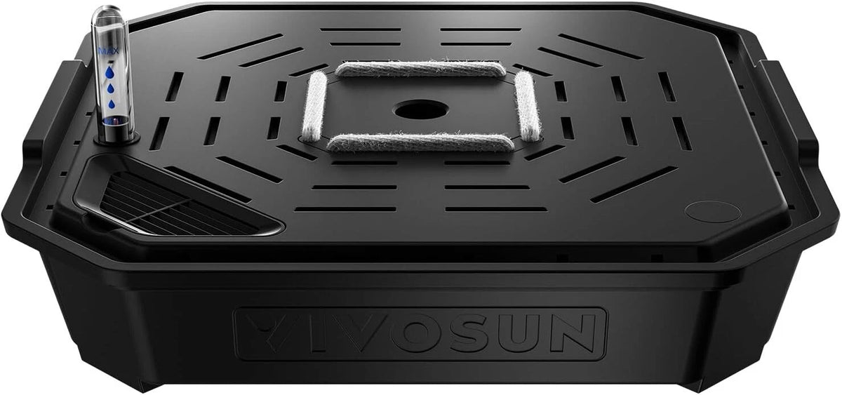 Black VIVOSUN FlexFeed Self-Watering Irrigation Pot with white background.