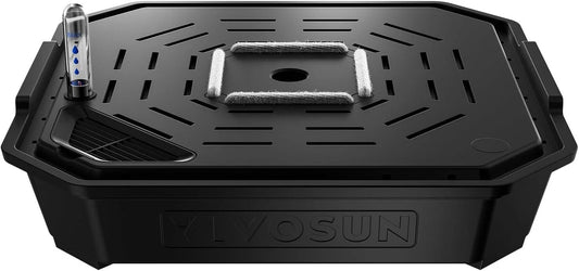 Black VIVOSUN FlexFeed Self-Watering Irrigation Pot with white background.